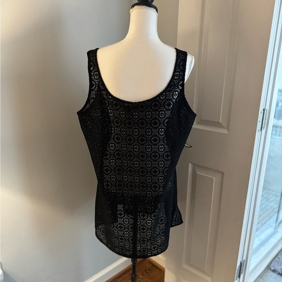 Islander Black Open Knit Sleeveless Cover Up X-Large - Picture 4 of 8